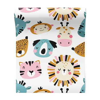 Tapeta - dziecięca, zwierzęta, ilustracje, twarze