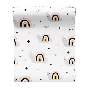 Tapeta - dziecięca, ślimaki, tęcza, gwiazdy