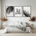 Zestaw obrazy w ramie, plakaty - liście,roślina,czarny - rama czarna