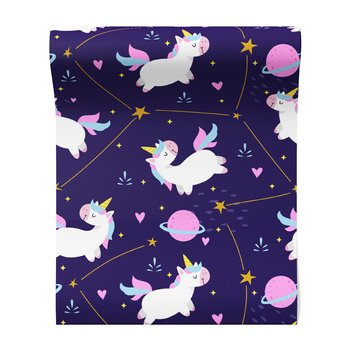 Tapeta - dziecięca, jednorożce, gwiazdy, planety