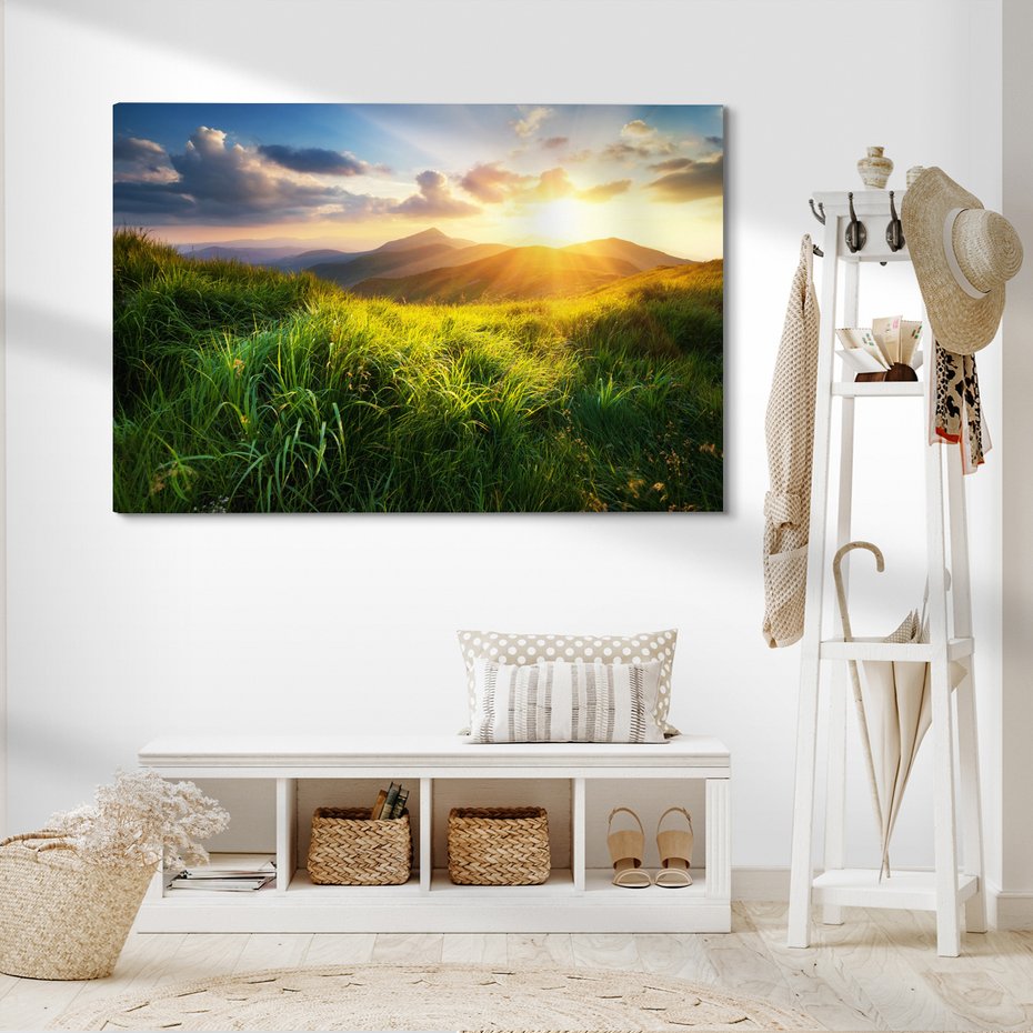 Obraz na płótnie - krajobraz, góry, słońce