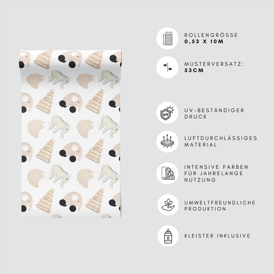 Tapeta - dziecięca, słoń, zabawka, piramida