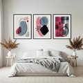 Zestaw obrazy w ramie, plakaty - abstrakcja, pastelowe, plamy, - rama czarna
