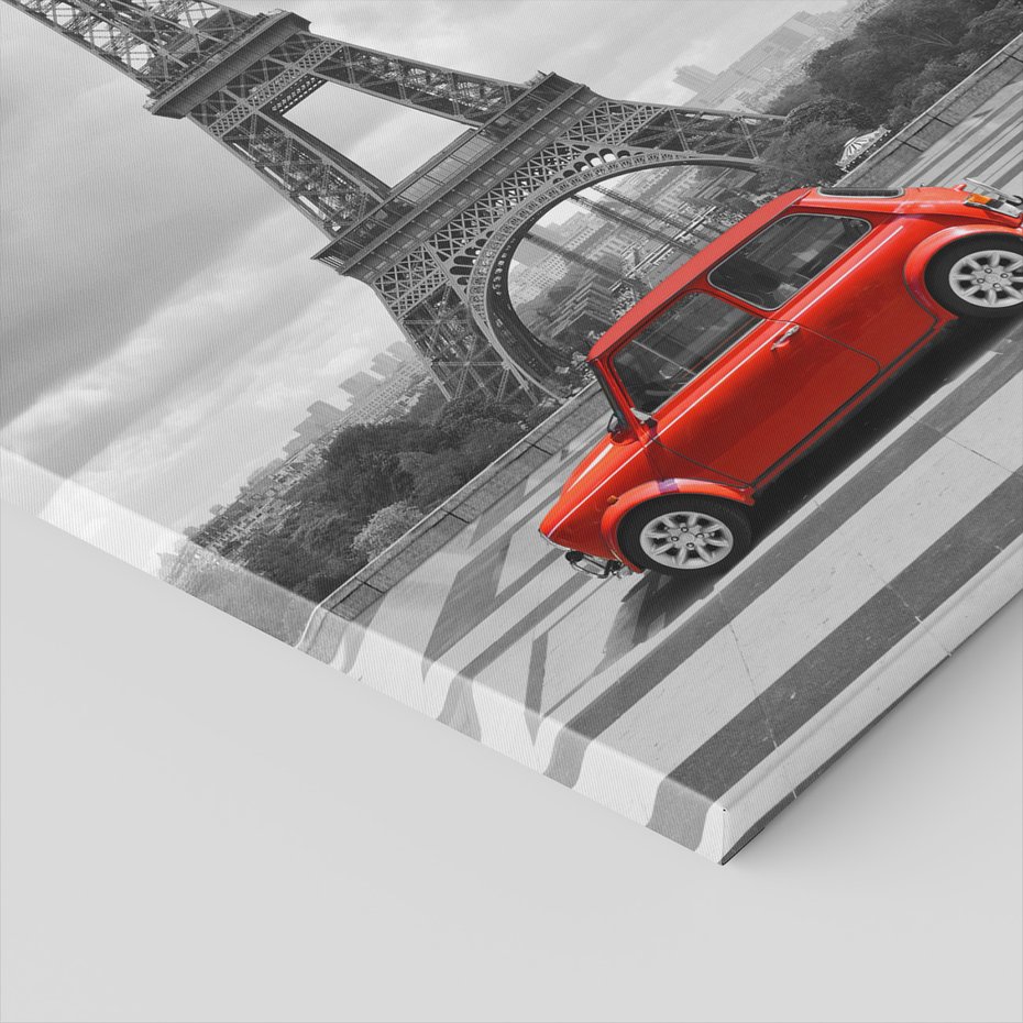 Obraz na płótnie - Paryż, wieża Eiffla, samochód