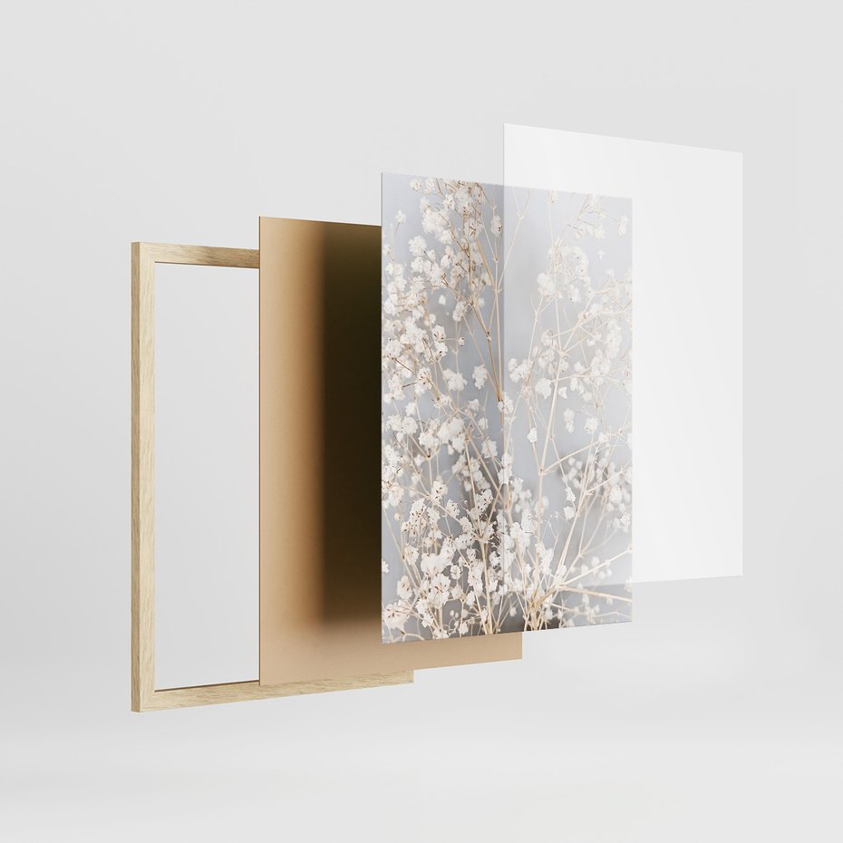 Zestaw obrazy w ramie, plakaty - kwiaty,kawa,tekst - rama drewno