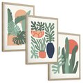 Zestaw obrazy w ramie, plakaty - liście, rośliny, abstrakcja - rama drewno