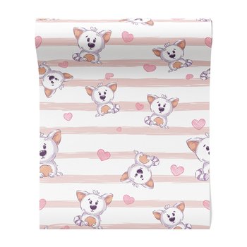 Tapeta - dziecięca, misie, serca, paski