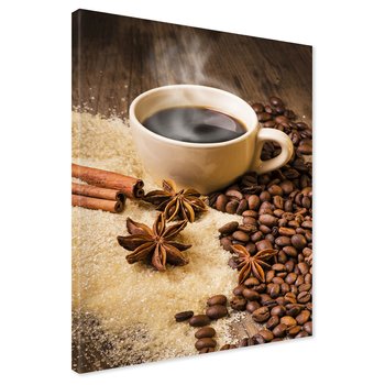 Obraz na płótnie - kawa, ziarna, cynamon