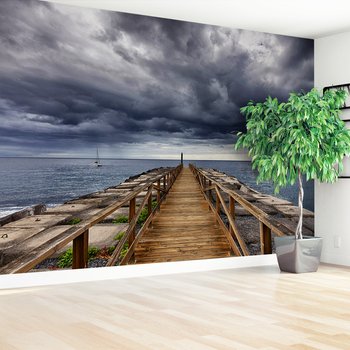 Fototapeta - morze, molo, chmury