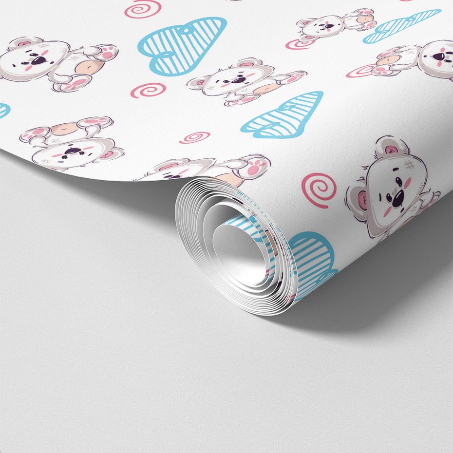 Tapeta - dziecięca, niedźwiedź, chmura, spirala