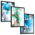 Zestaw obrazy w ramie, plakaty - abstrakcja, płyny, marmur - rama czarna