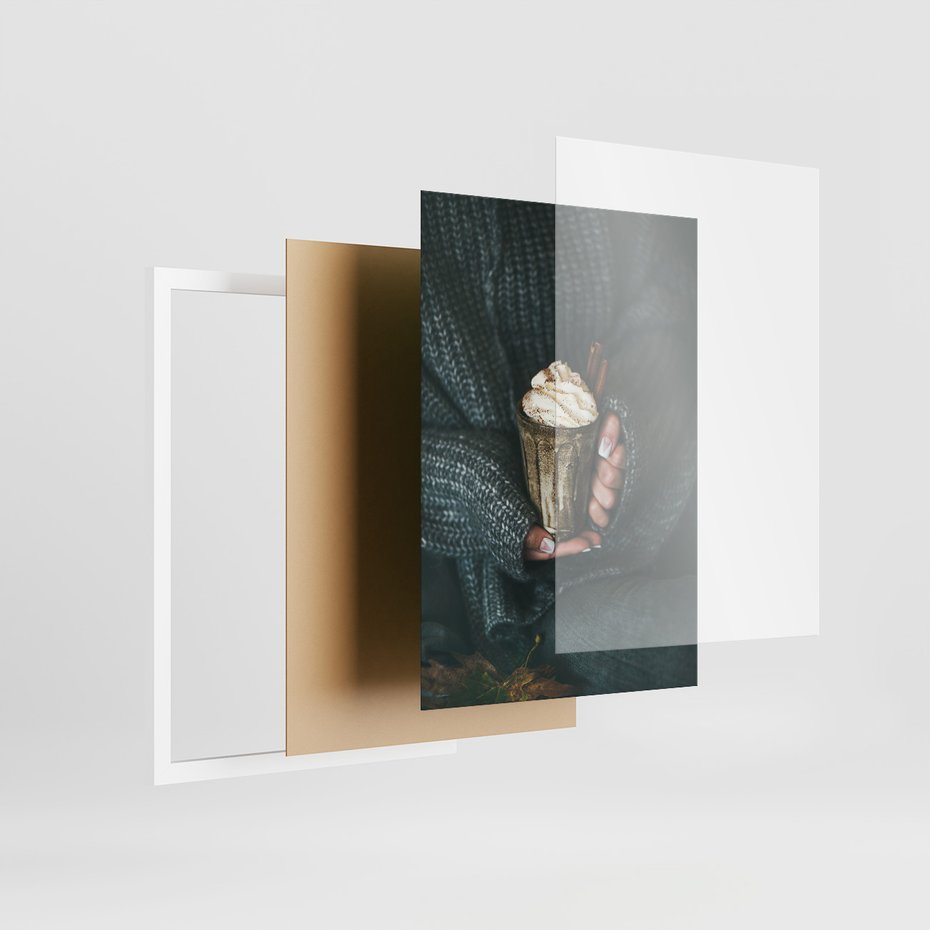 Zestaw obrazy w ramie, plakaty - jesień, napój, kot - rama biała