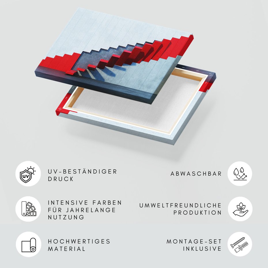 Obraz na płótnie - schody, czerwony, abstrakcja