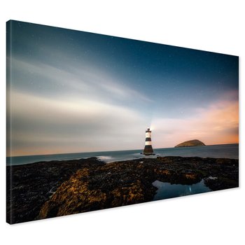Obraz na płótnie - latarnia morska, morze, noc