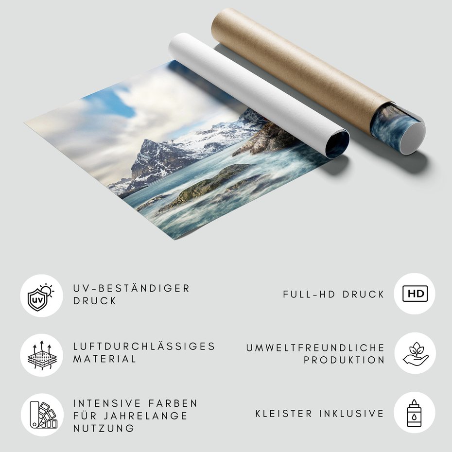 Fototapeta - góry, morze, domki