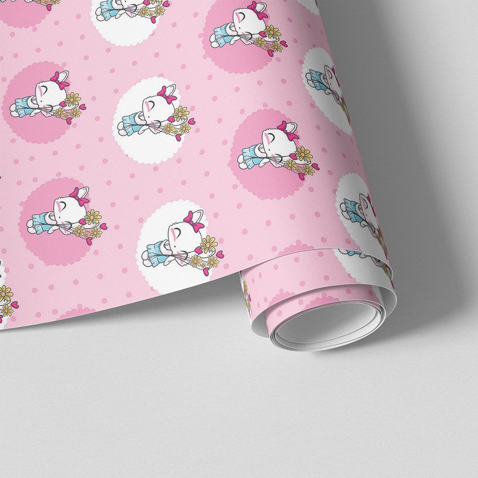 Tapeta - dziecięca, kotek, kwiaty,