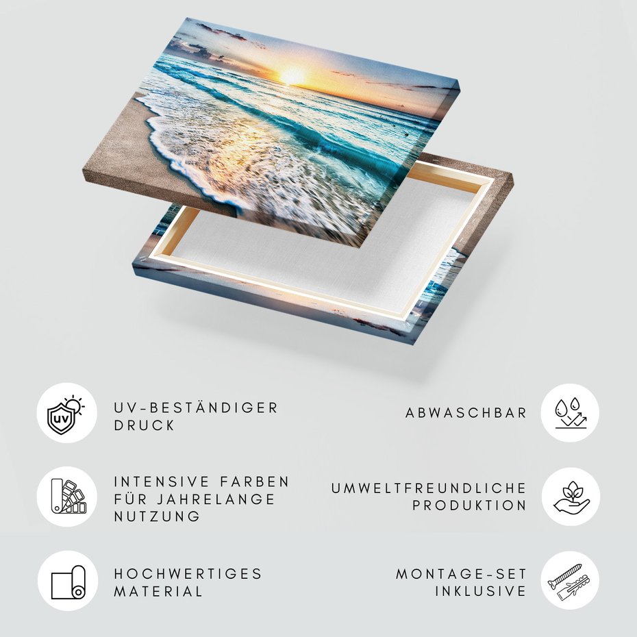 Obraz na płótnie - plaża, morze, zachód słońca