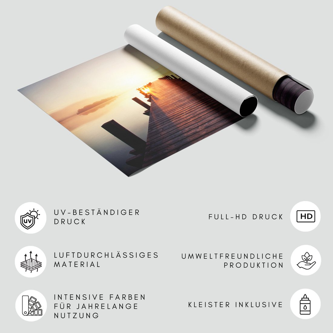 Fototapeta - jezioro, pomost, wschód słońca