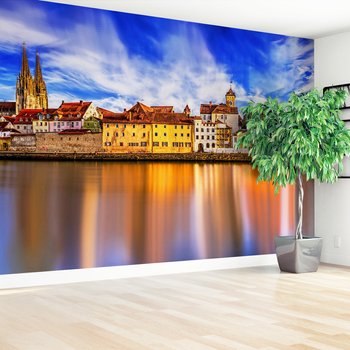 Fototapeta - miasto, rzeka, budynki