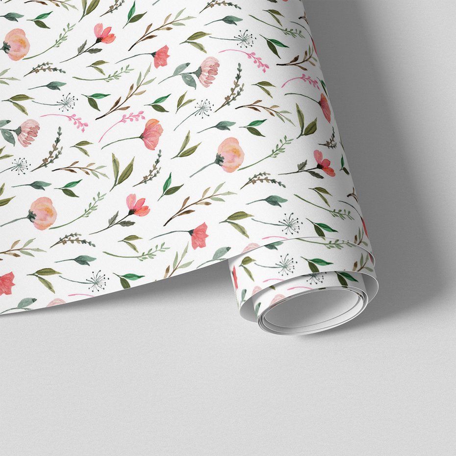 Tapeta - kwiaty, liście, gałązki