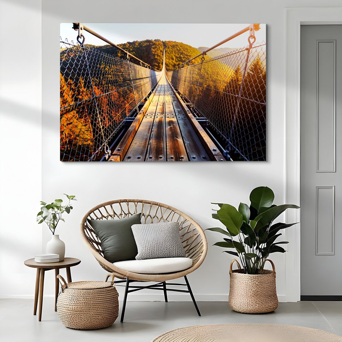 Obraz na płótnie - most wiszący, krajobraz, natura