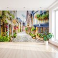 Fototapeta - uliczka, kwiaty, budynki