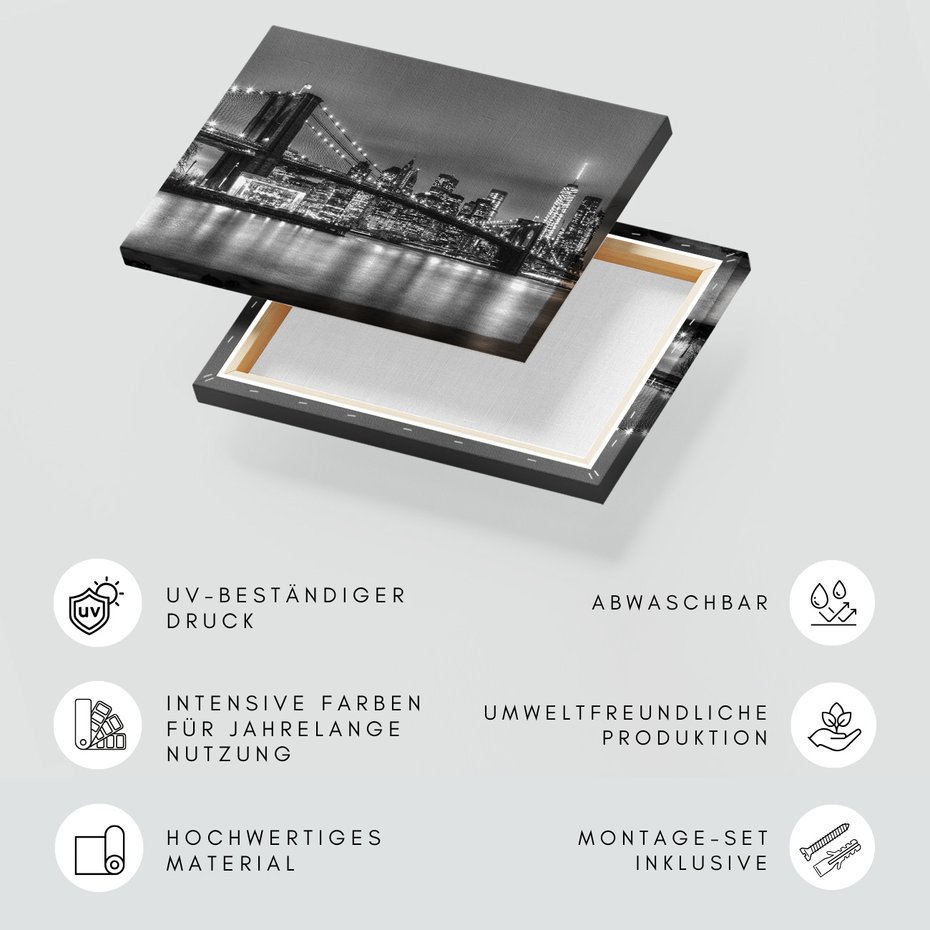 Obraz na płótnie - miasto, most, noc