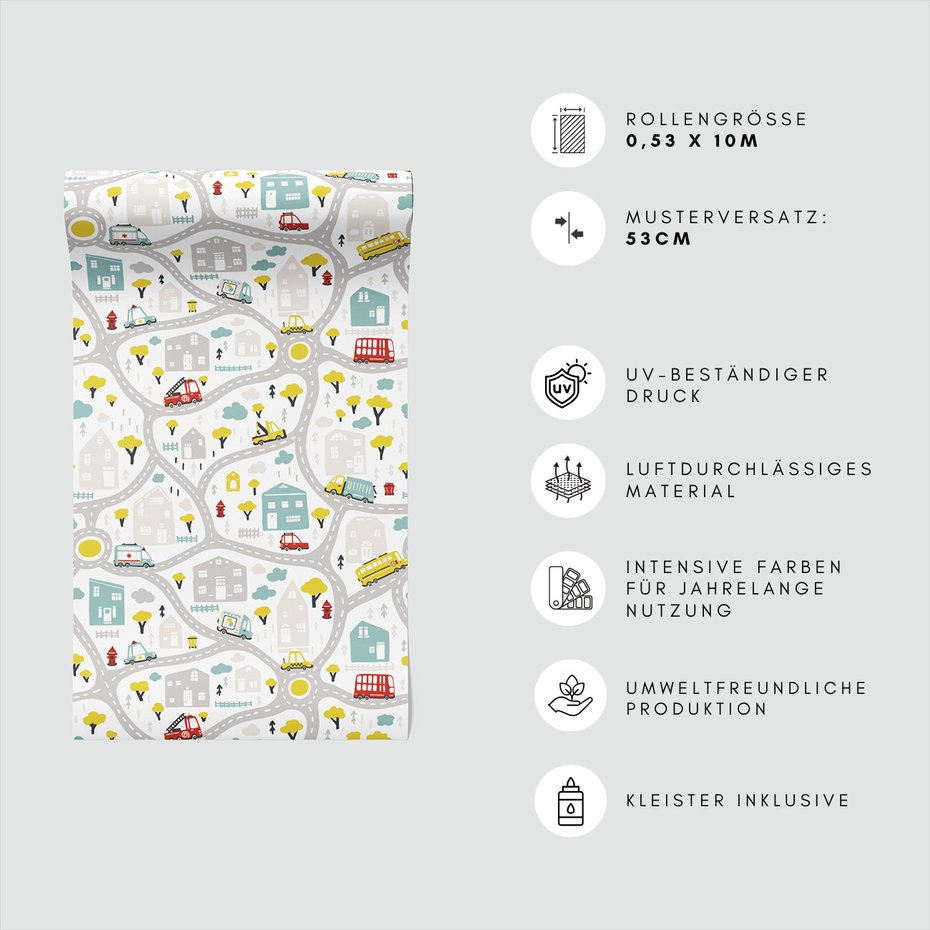 Tapeta - dziecięca, miasto, ulice,