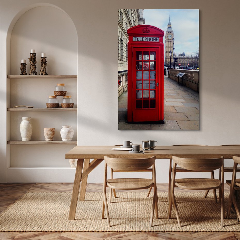 Obraz na płótnie - Londyn, budka telefoniczna, miasto
