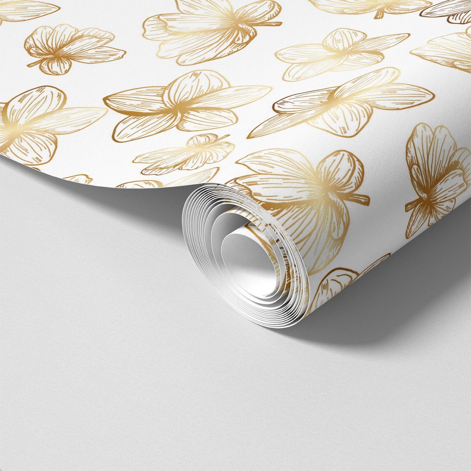 Tapeta - kwiaty, ornament, złoto