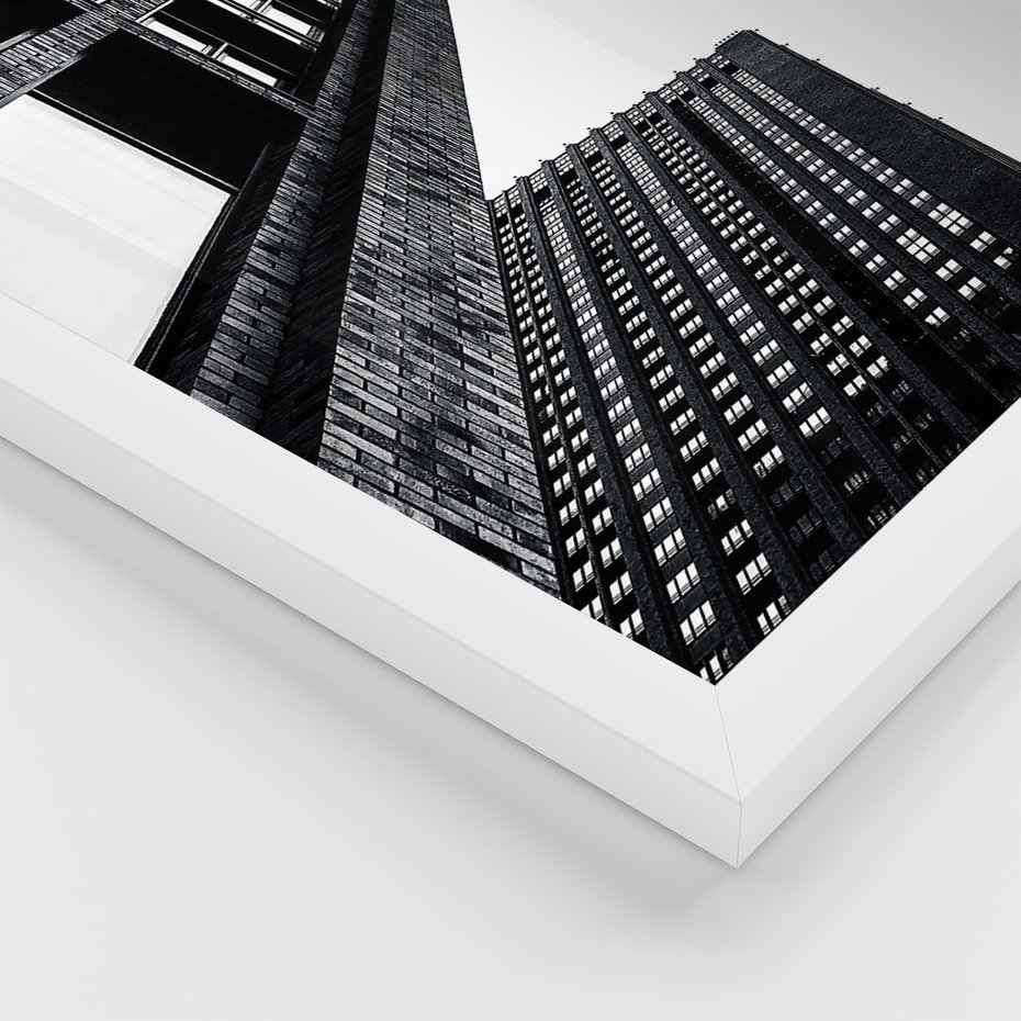 Zestaw obrazy w ramie, plakaty - architektura, budynki, miejski - rama biała