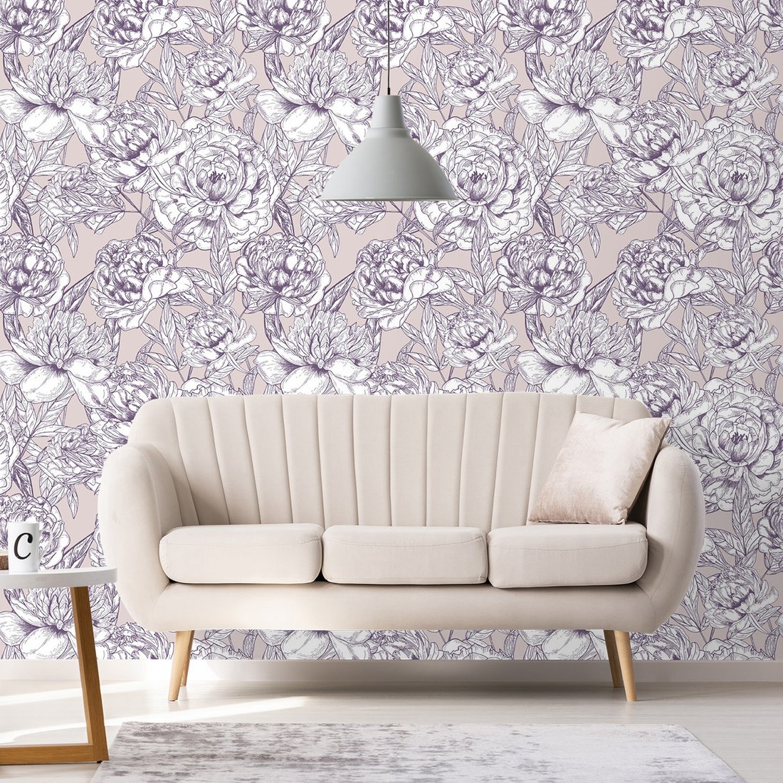 Tapeta - kwiaty, liście, rysunek