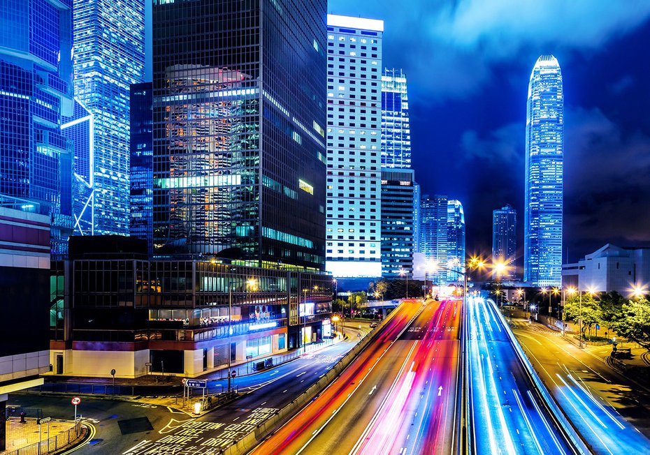 Fototapeta - miasto, noc, budynki