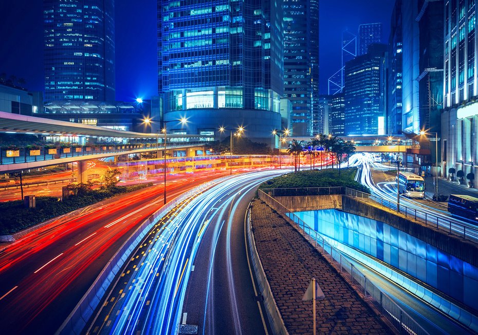 Fototapeta - miasto, noc, światła