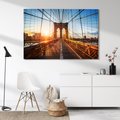 Obraz na płótnie - most, miasto, zachód słońca