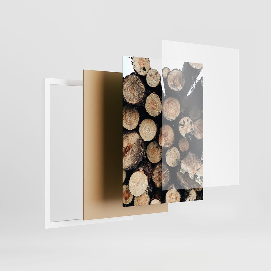 Zestaw obrazy w ramie, plakaty - drewno, zima, sweter - rama biała