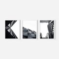 Zestaw obrazy w ramie, plakaty - architektura, budynki, miejski - rama biała