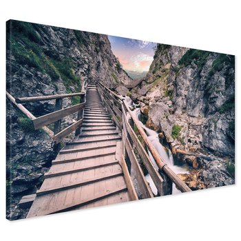 Obraz na płótnie - wodospad, schody, góry