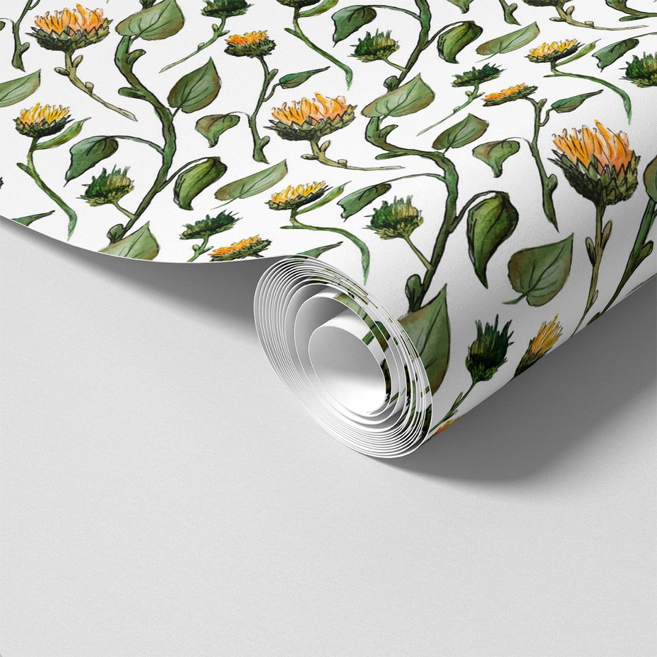 Tapeta - kwiaty, liście, łodygi