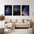 Zestaw obrazy w ramie, plakaty - gwiazdy, noc, galaktyka - rama drewno