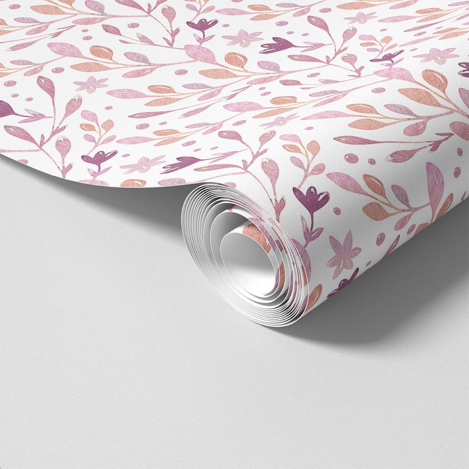 Tapeta - kwiaty, liście, wzór