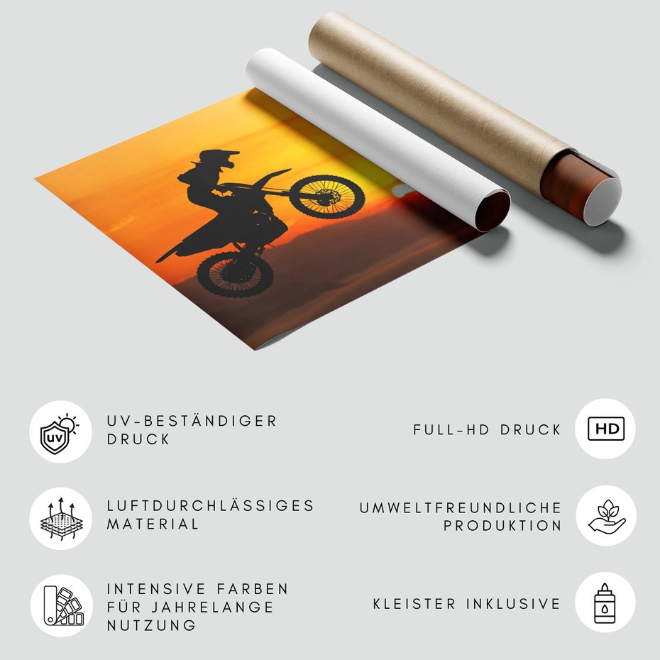 Fototapeta - motocykl, skok, sylwetka