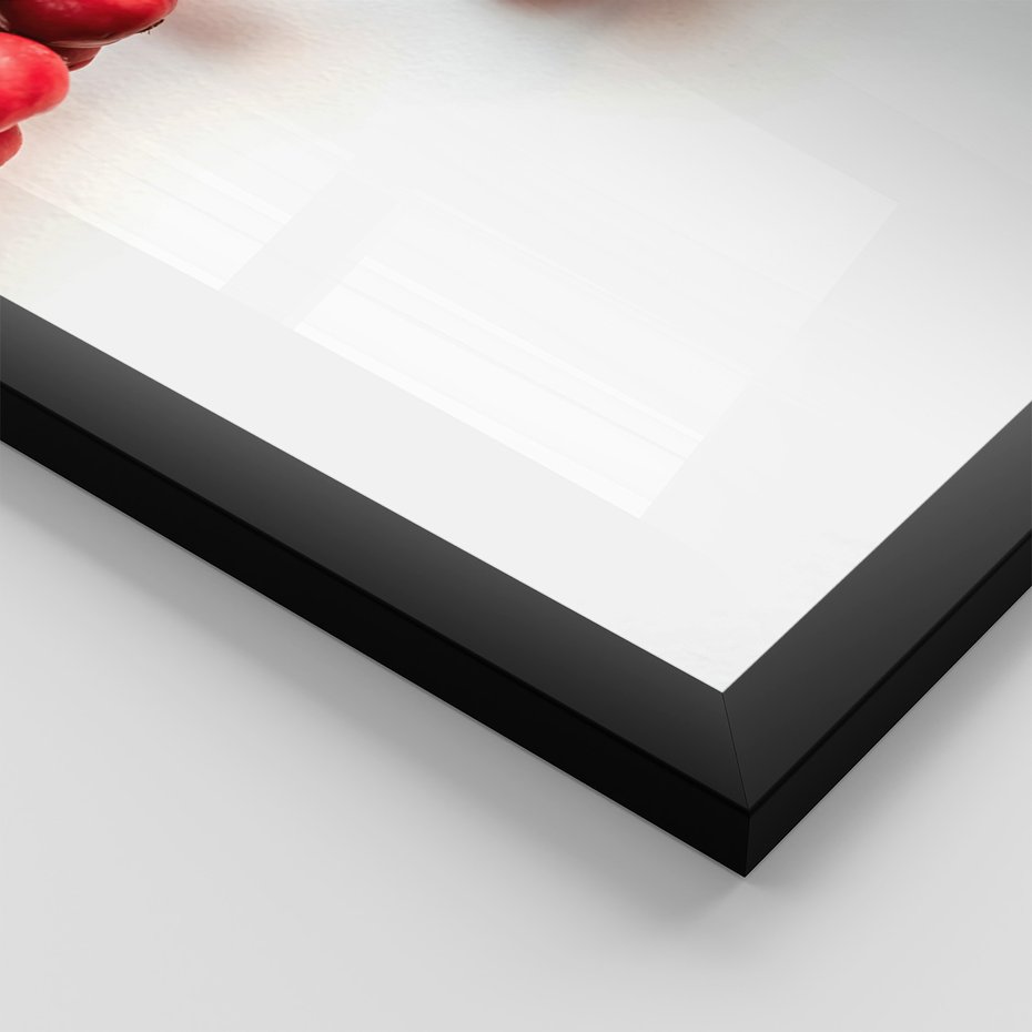 Zestaw obrazy w ramie, plakaty - owoce, kawa, gałązka - rama czarna