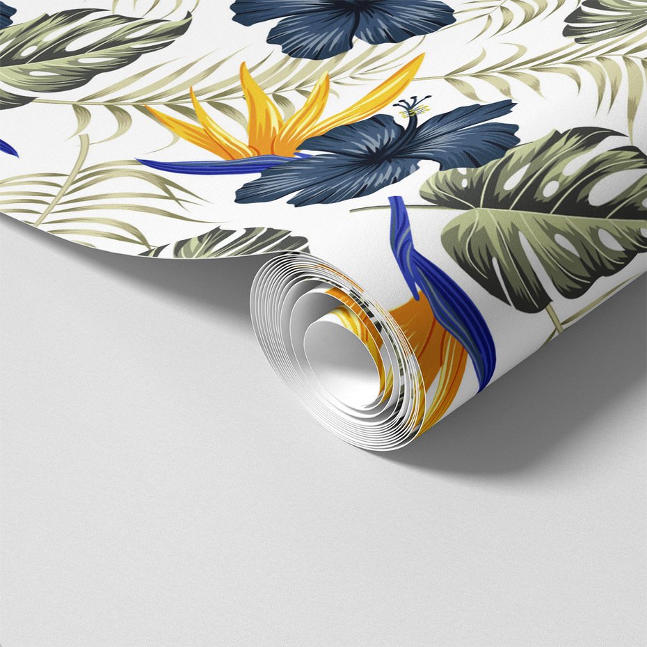 Tapeta - kwiat, liść, hibiskus