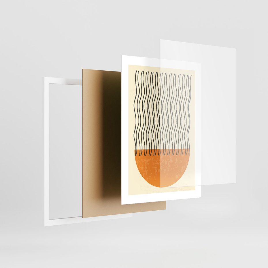 Zestaw obrazy w ramie, plakaty - abstrakcja, minimalizm, wzory - rama biała