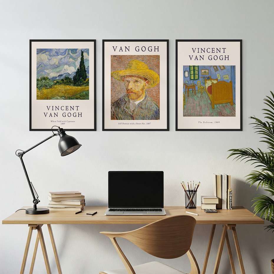 Zestaw obrazy w ramie, plakaty - Van Gogh, obrazy, sztuka - rama czarna