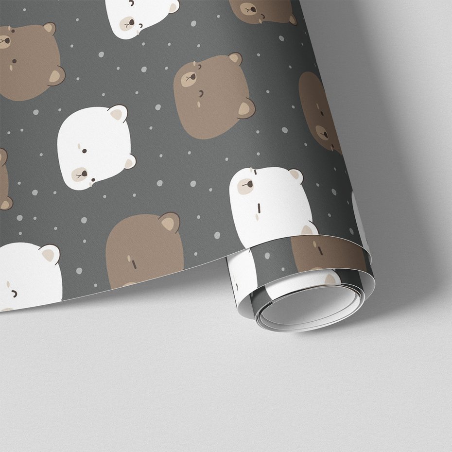 Tapeta - dziecięca, misie, tło, kropki