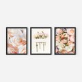 Zestaw obrazy w ramie, plakaty - kwiaty, róże, pastelowe - rama czarna