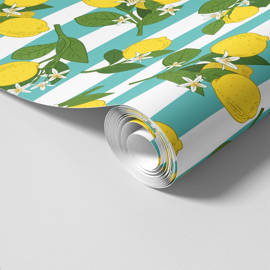 Tapeta - cytryna, liście, kwiaty