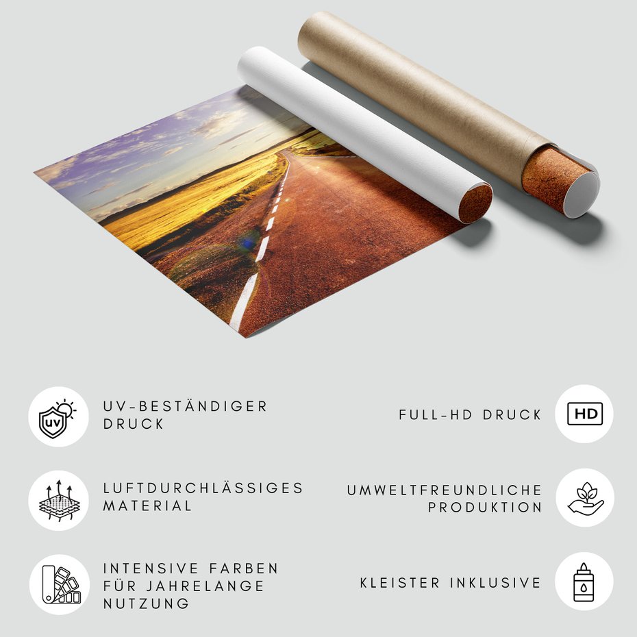 Fototapeta - droga, krajobraz, pola